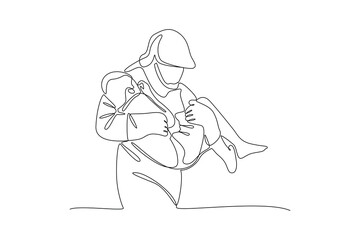 Fototapeta na wymiar One continuous line drawing of First aid, emergency concept. Doodle vector illustration in simple linear style.
