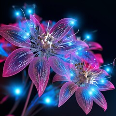 Obraz na płótnie Canvas Generative AI Borage Flower neon Color illustration photo