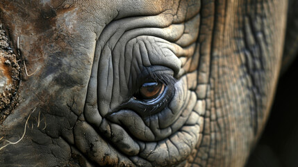 Closeup of a rhinos eye staring straight into the camera capturing the fear and vulnerability of these innocent animals in the face of relentless poaching