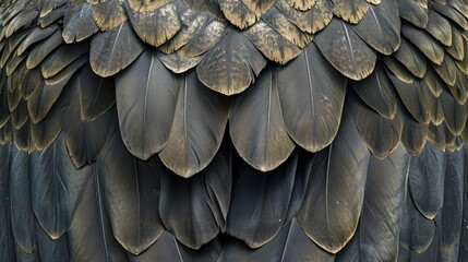 Closeup of the intricate pattern of feathers on a sea eagles chest perfectly designed for soaring through strong winds - obrazy, fototapety, plakaty
