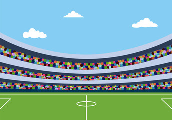 Empty football stadium in flat design vector illustration.