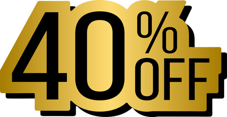 Golden 40 percent off discount promotion