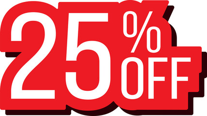 Red 25 percent off discount promotion