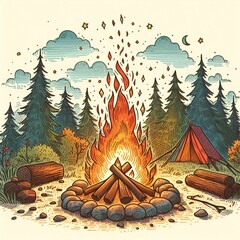 キャンプで焚き火