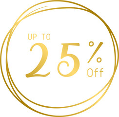 Golden 25 percent off discount promotion