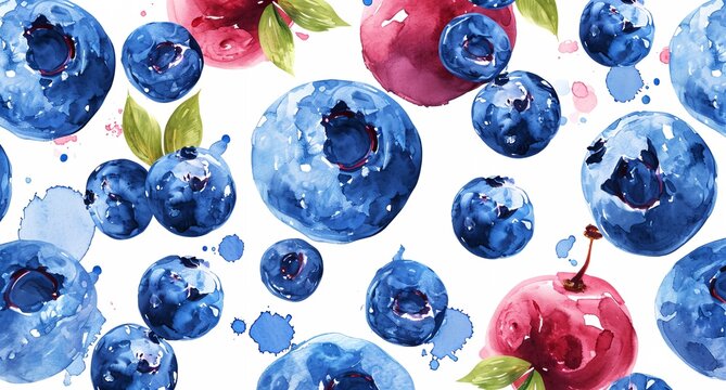 a painting of blueberries on a white background
