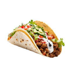 Isolated transparent background showcasing mouthwatering grilled chicken tacos