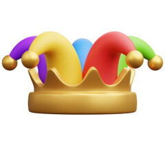 3d render of April Fools' Day icon and clown hat for design.