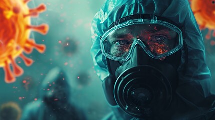 a man wearing a gas mask
