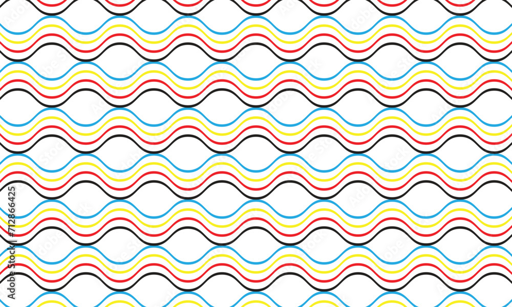 Poster abstract seamless stylish monochrome colored wave line pattern.