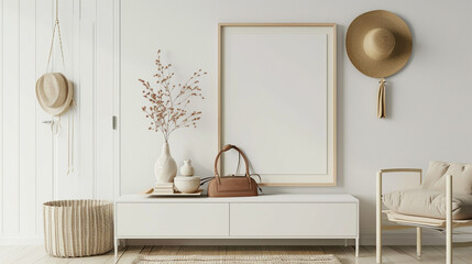 Stylish interior design of living room at cozy apartment . Ai Generative