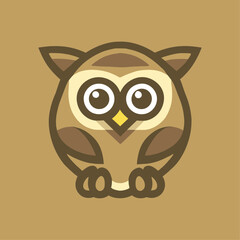 minimalist and cute vector logo of an owl