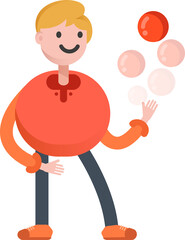 Boy Character Throwing Ball
