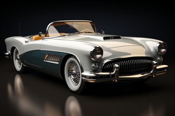 Classic Gray Roadster, on an isolated Slate Gray background, Generative AI