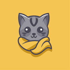 minimalist and adorable vector logo with a stylized cat