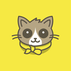 minimalist and adorable vector logo with a stylized cat