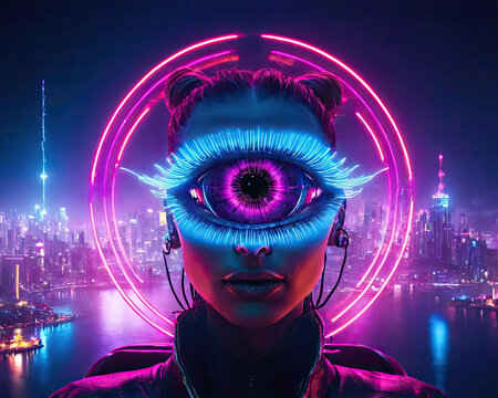 Ethereal Self-Discovery: Psychedelic Journey Through Hallucinatory Visions and Cyberpunk Cityscapes Gen AI