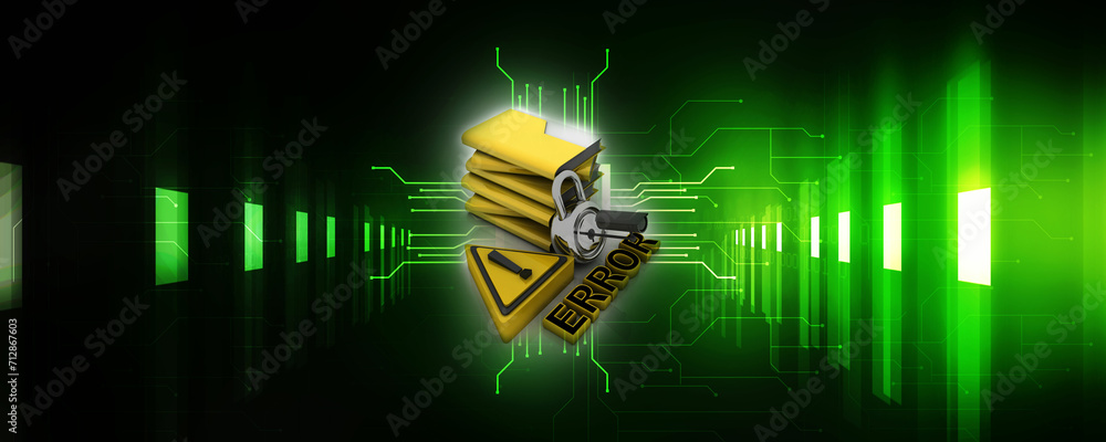 Poster 3d rendering folder protected lock