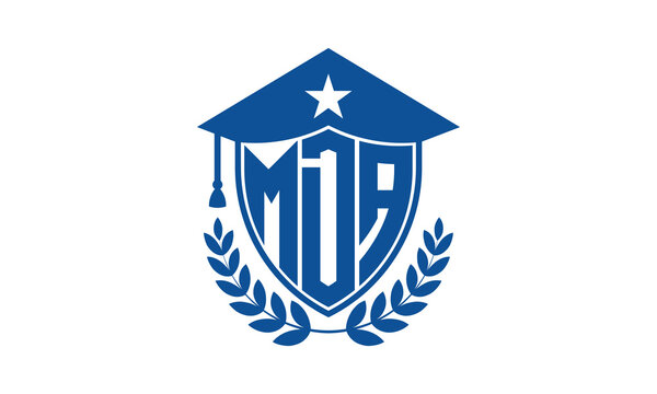 MDA three letter iconic academic logo design vector template. monogram, abstract, school, college, university, graduation cap symbol logo, shield, model, institute, educational, coaching canter, tech