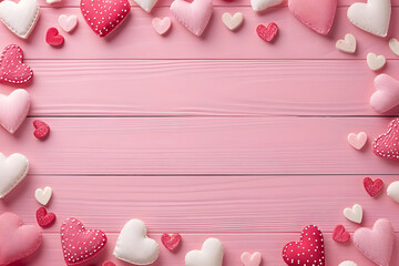 Valentines day background with heart and rose petals. 3d rendering, copy space, celebrating love
