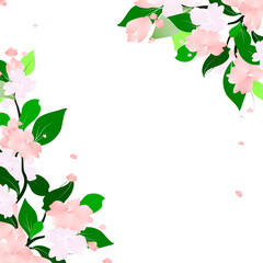 Spring Floral Frame. Botanical Border Illustration Hand Drawn.