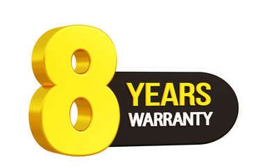 Golden 8 years warranty 3d design