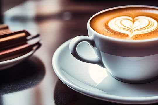 ceylon fresh coffee cup closeup - morning milk coffee