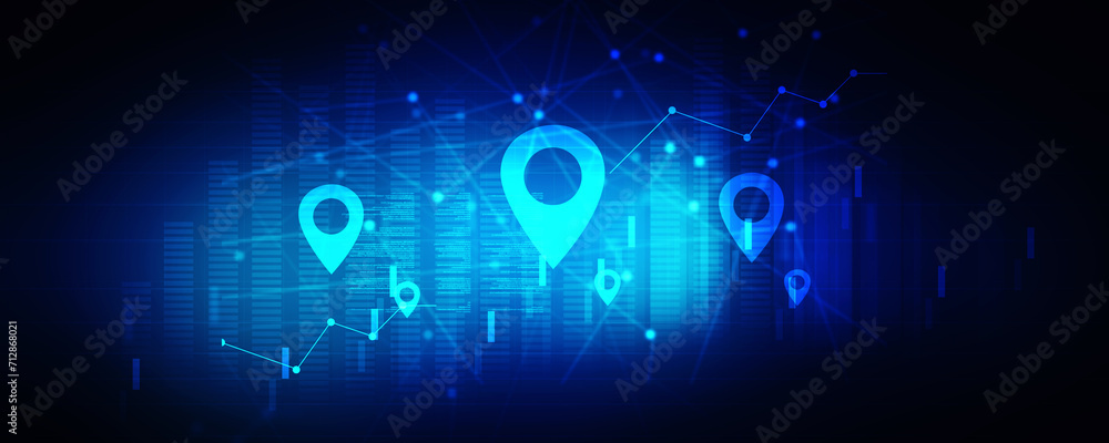 Poster 2d rendering red map pointer