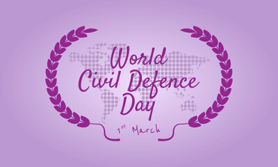 World Civil Defence Day poster with dotted style world map between rice strands