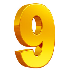 Golden 3d number 9 