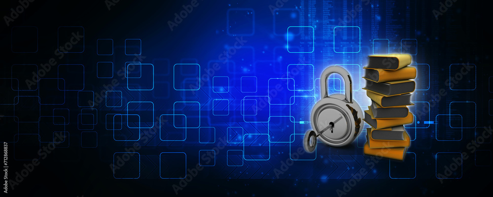 Poster 3d rendering folder protected lock
