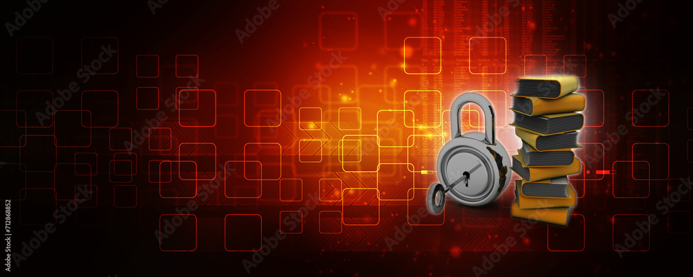 Poster 3d rendering folder protected lock