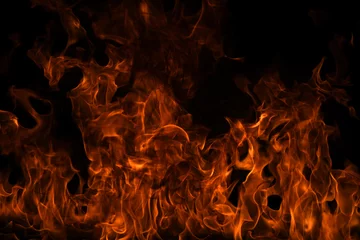 Poster Blaze burning fire flame on art texture background. © Volodymyr