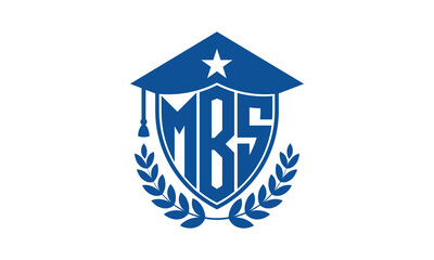 MBS three letter iconic academic logo design vector template. monogram, abstract, school, college, university, graduation cap symbol logo, shield, model, institute, educational, coaching canter, tech