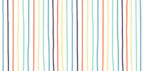 Hand drawn colorful vertical stripes seamless pattern. Creative background for children. Vector illustration