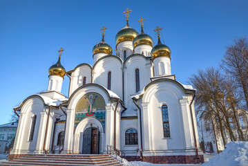 Cathedral of St. Nicholas the Wonderworker close-up in the Saint Nicholas Monastery. Pereslavl-Zalessky, Golden ring of Russia