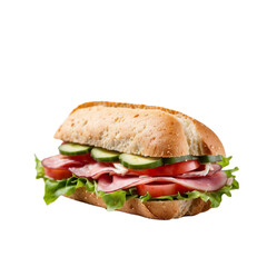 Mouthwatering submarine sandwich with a delightful medley of ingredients, including ham