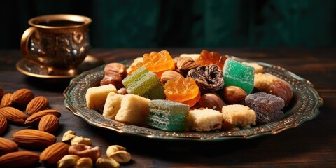 Delicious Moroccan Brewat sweets on a full plate