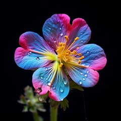 Generative AI Cinquefoil Flower neon Color illustration photo