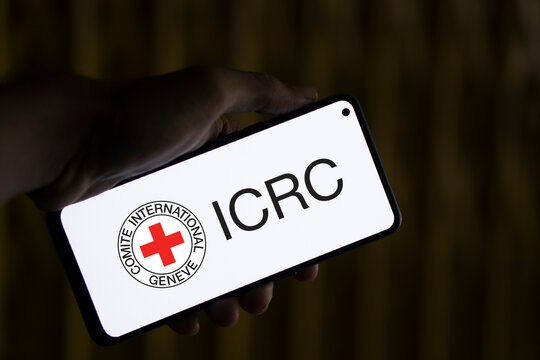 Dhaka, Bangladesh - 19 January 2024: ICRC logo on smartphone. The International Committee of the Red Cross is a humanitarian organization.