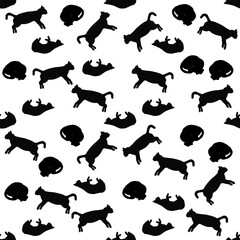 Cats, Isolated on white background, Cats collection, Vector silhouette.