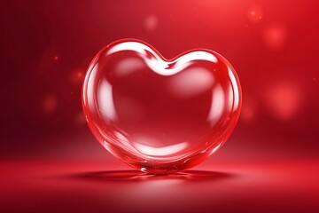 red bubble like heart on red background, valentine day romantic background.