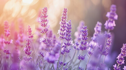 Lavender on soft, dreamy background. Summer banner