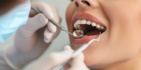 Dentist is taking care of the client's teeth