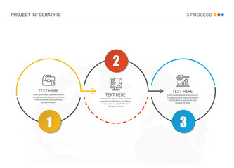Infographic process design with icons and 3 options or steps.