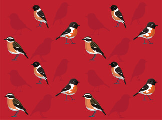 Bird Stonechat Cute Seamless Wallpaper Background