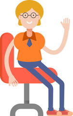 Geeky Girl Character Sitting on Chair
