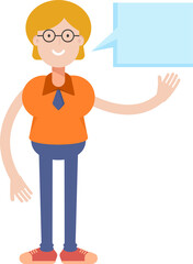 Geeky Girl Character and Speech Bubble
