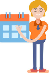 Geeky Girl Character Holding Calendar
