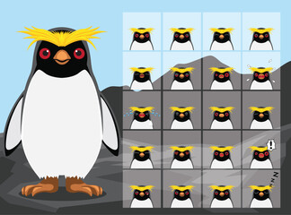 Macaroni Penguin Cartoon Emotion faces Vector Illustration